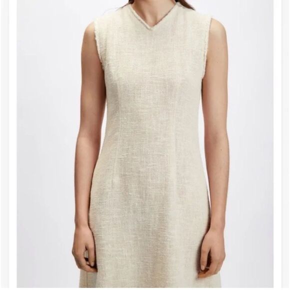 Zara Tweed Textured Sleeveless Midi Dress Ivory Tweed XXL NWT - Picture 2 of 11
